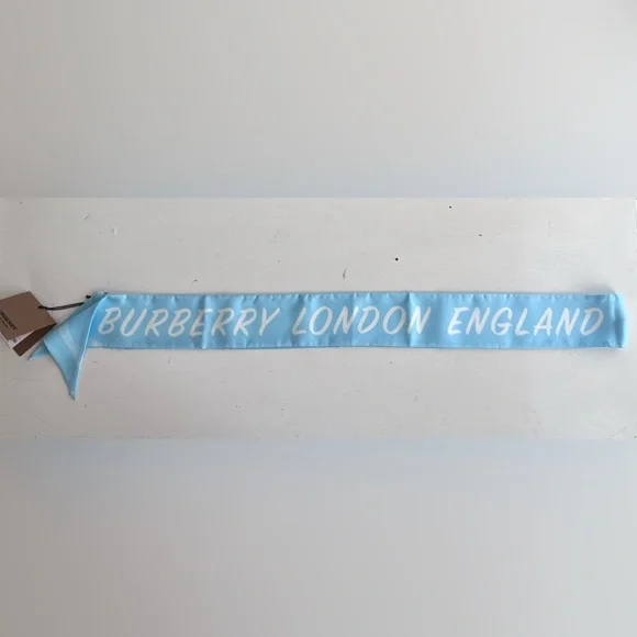 BURBERRY Skinny Silk Scarf- Topaz Blue - Picture 10 of 13